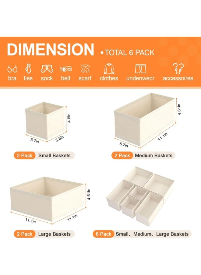 FAYET 6 Pack Fabric Dresser Drawer Organizers, Closet Dividers for Baby Clothes, Socks, Underwear and Nursery Storage - Image 5